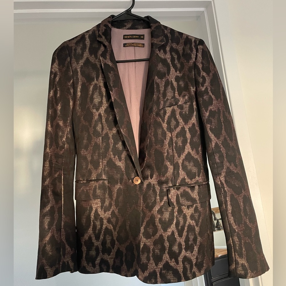 Metallic Leopard Print Blazer By Petra Flannery